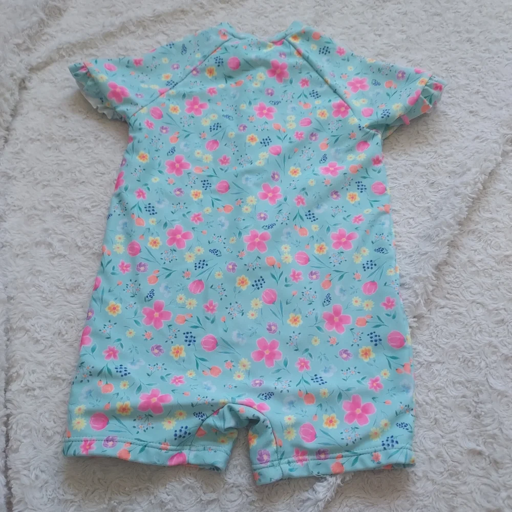 LC Waikiki Floral Toddler Swimsuit Romper Rashguard 24-36mo Beach Pool Summer